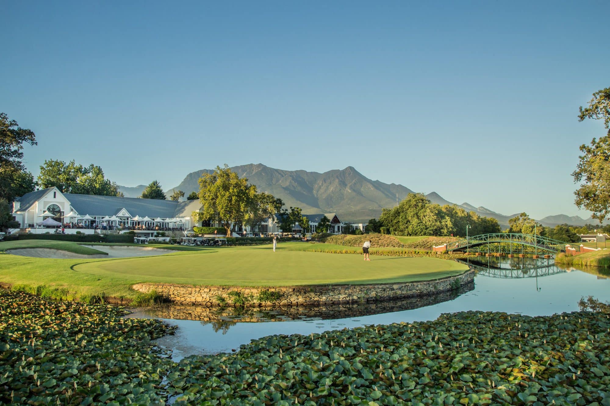 Golf in South Africa – the Montagu course at Fancourt on the Garden Route with the Outeniqua Mountains